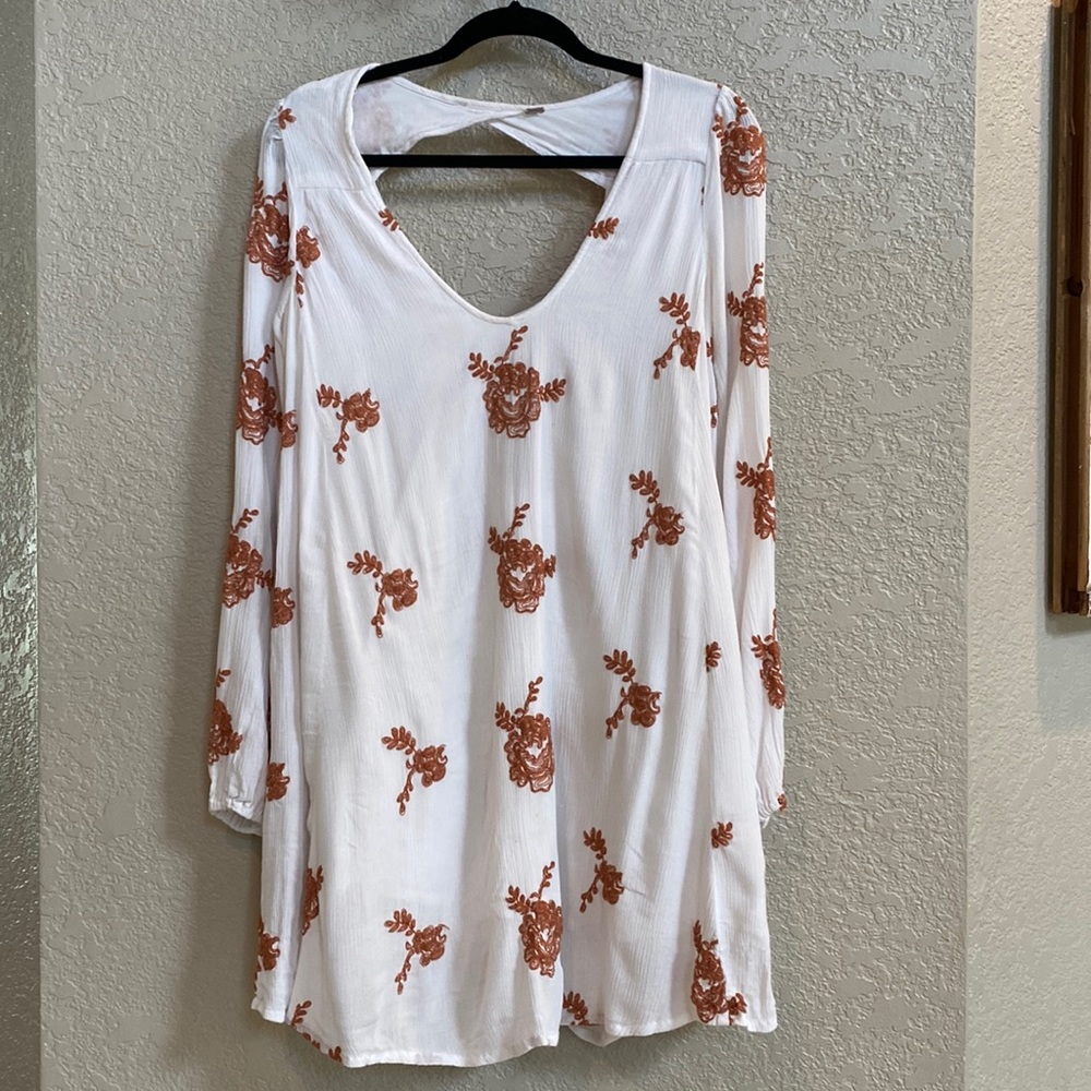 Free People Peasant Dress Scoop Neck Bell Sleeve Boho with pockets - Large